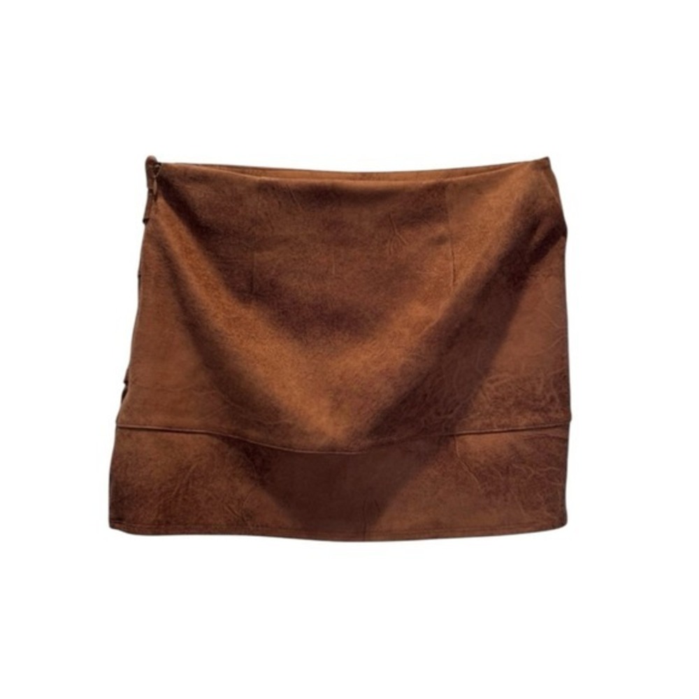 Free People Faux Suede Brown Mini Skirt - Picture 4 of 7